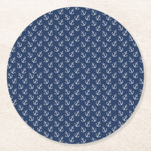 Dessous De Verre Rond Motif d'ancre nautique