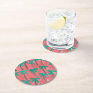 Dessous De Verre Rond Motif d'aquarelle Palm Tree