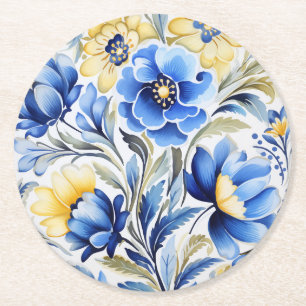 Dessous De Verre Rond motif d'art populaire ukrainien