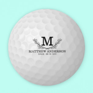 Dessous De Verre Rond Motif de balle de golf personnalisé Nom Monogramme