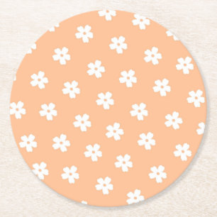 Dessous De Verre Rond Motif de fleur hippie blanche de la Pêche à la Pre