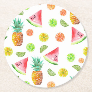 Dessous De Verre Rond Motif de fruit glacé d'aquarelle