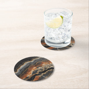 Dessous De Verre Rond Motif de gemme naturel Onyx