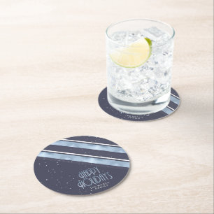 Dessous De Verre Rond Motif de Noël bleu/blanc ID862