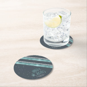 Dessous De Verre Rond Motif de Noël Turquoise/blanc ID862