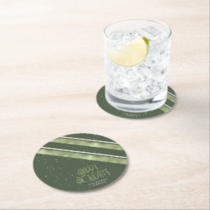 Dessous De Verre Rond Motif de Noël Vert/Blanc ID862