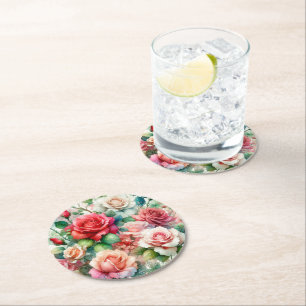 Dessous De Verre Rond Motif de Rose lunatique