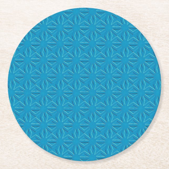 Dessous De Verre Rond Motif de texture bleu azur (Devant)