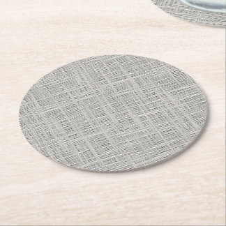 Dessous De Verre Rond Motif de tissu de jute gris chic et chaud
