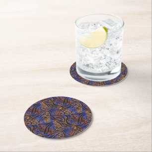 Dessous De Verre Rond Motif d'impression Leopard et Zebra