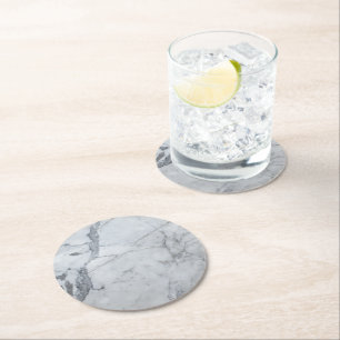 Dessous De Verre Rond Motif en marbre gris