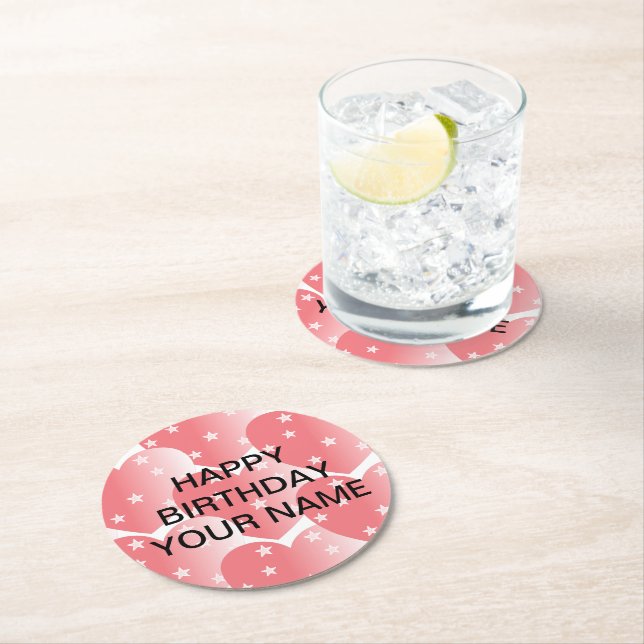 Dessous De Verre Rond Motif étoile rose (En situation)