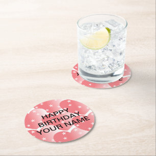 Dessous De Verre Rond Motif Étoile Rose Mignon