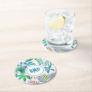 Dessous De Verre Rond Motif feuille tropical