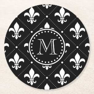Dessous De Verre Rond Motif Fleur De Lis