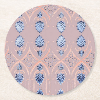 Dessous De Verre Rond Motif floral bleu