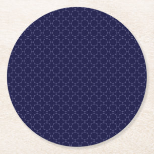 Dessous De Verre Rond Motif géométrique islamique bleu foncé