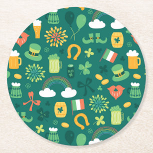 Dessous De Verre Rond Motif irlandais mignon d'icône