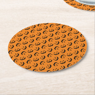 Dessous De Verre Rond Motif Jack-o'-lantern noir orange amusant Hallowee