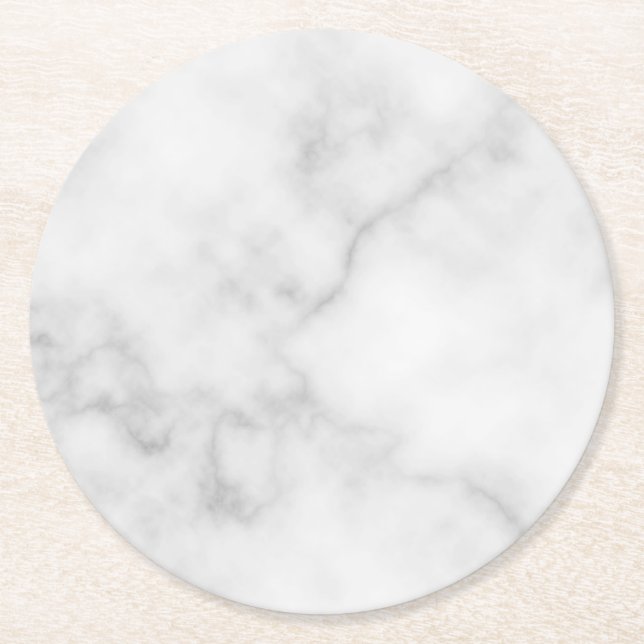 Dessous De Verre Rond Motif Marbre blanc élégant (Devant)