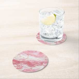 Dessous De Verre Rond Motif marbre rose clair