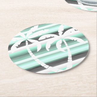 Dessous De Verre Rond Motif Pastel Mint Green Grey