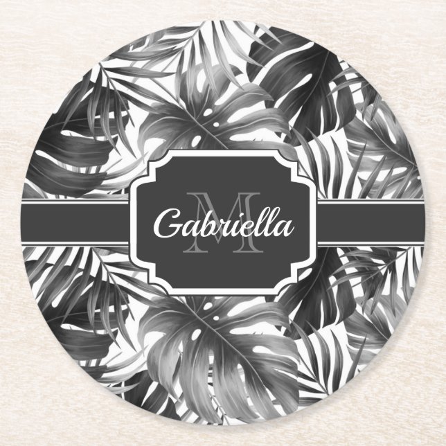 Dessous De Verre Rond Motif tropical (Devant)