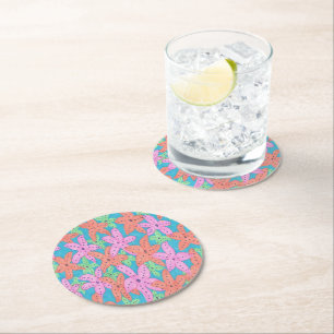 Dessous De Verre Rond Motif Tropical Starfish