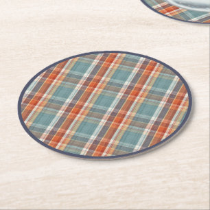 Dessous De Verre Rond Motif Turquoise moderne bleu foncé orange blanc pl