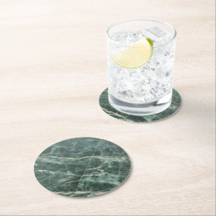 Dessous De Verre Rond Motif vert marbre
