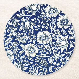 Dessous De Verre Rond Motif vintage Blue Mallow