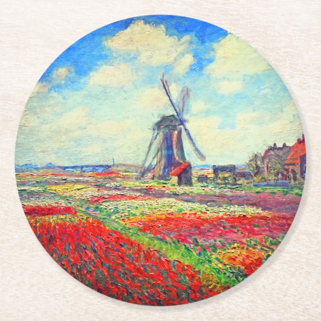 Dessous De Verre Rond Moulin à vin Monet Tulips (Devant)