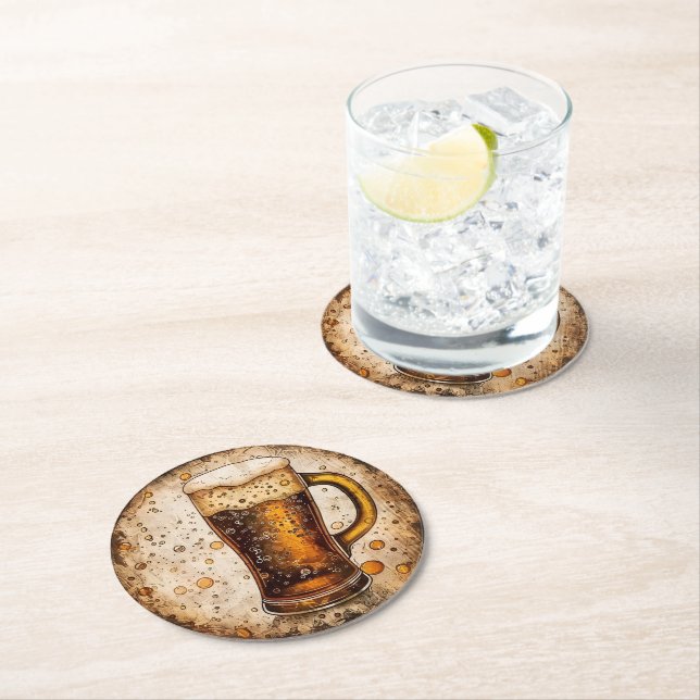 Dessous De Verre Rond Mug de bière mousseuse (En situation)