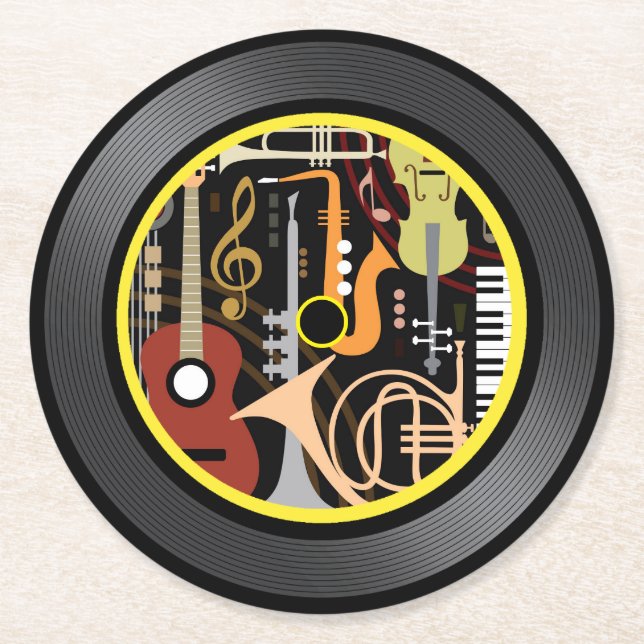 Dessous De Verre Rond Musique vinyle (Devant)