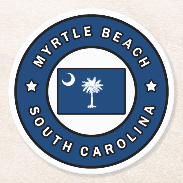 Dessous De Verre Rond Myrtle Beach la Caroline du Sud (Devant)