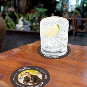 Dessous De Verre Rond Mythe de l'homme légende photo marron fête d'anniv