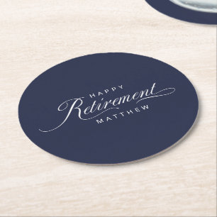 Dessous De Verre Rond Navy Blue Simple Elegant Retraite Party