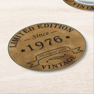 Dessous De Verre Rond Né en 1976 anniversaire vintage