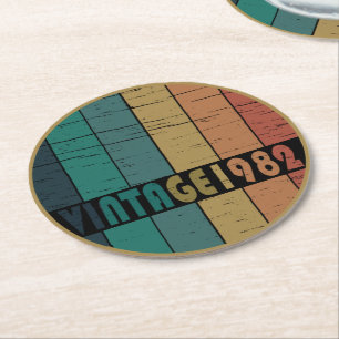 Dessous De Verre Rond Né en 1982 anniversaire vintage
