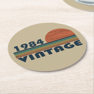Dessous De Verre Rond né en 1984 cadeau d'anniversaire vintage