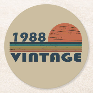 Dessous De Verre Rond Né en 1988 cadeau d'anniversaire vintage