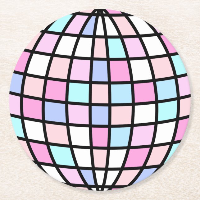 Dessous De Verre Rond Neon Super Disco Ball (Devant)