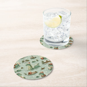 Dessous De Verre Rond Nessie de Noël Monstre du Loch Ness Confortable Cr
