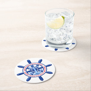 Dessous De Verre Rond N'Importe Quel Port Maritime, Navire, Pays Personn
