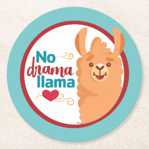 Dessous De Verre Rond No Drama Llama (Chaud) Turquoise