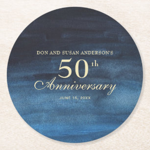 Dessous De Verre Rond Noces de saphir 50e anniversaire de mariage