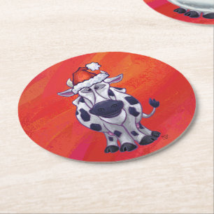 Dessous De Verre Rond Noël à la vache