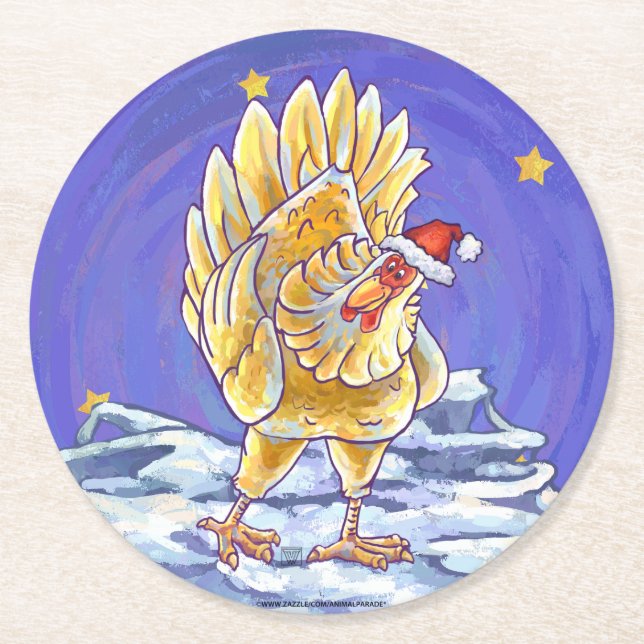Dessous De Verre Rond Noël au poulet (Devant)