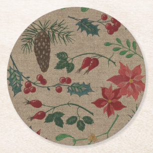 Dessous De Verre Rond Noël Botanique Traditionnel