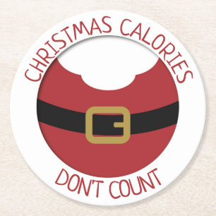 Dessous De Verre Rond Noël calories Père Noël le ventre rouge costume